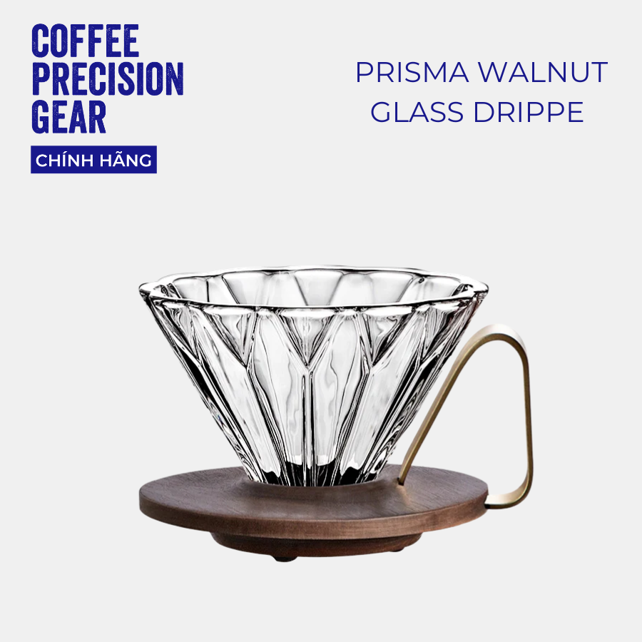 Phễu Pha Cà Phê Bằng Thủy Tinh Đế Gỗ zeroHero - Prisma Walnut Glass Dripper